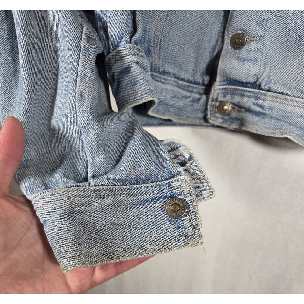 Vintage 90s YES Clothing Co Aztec Denim Trucker Jacket - Boxy Cropped L/XL - Picture 6 of 16